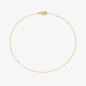 14k Solid Gold Thin Twist Chain Bracelet