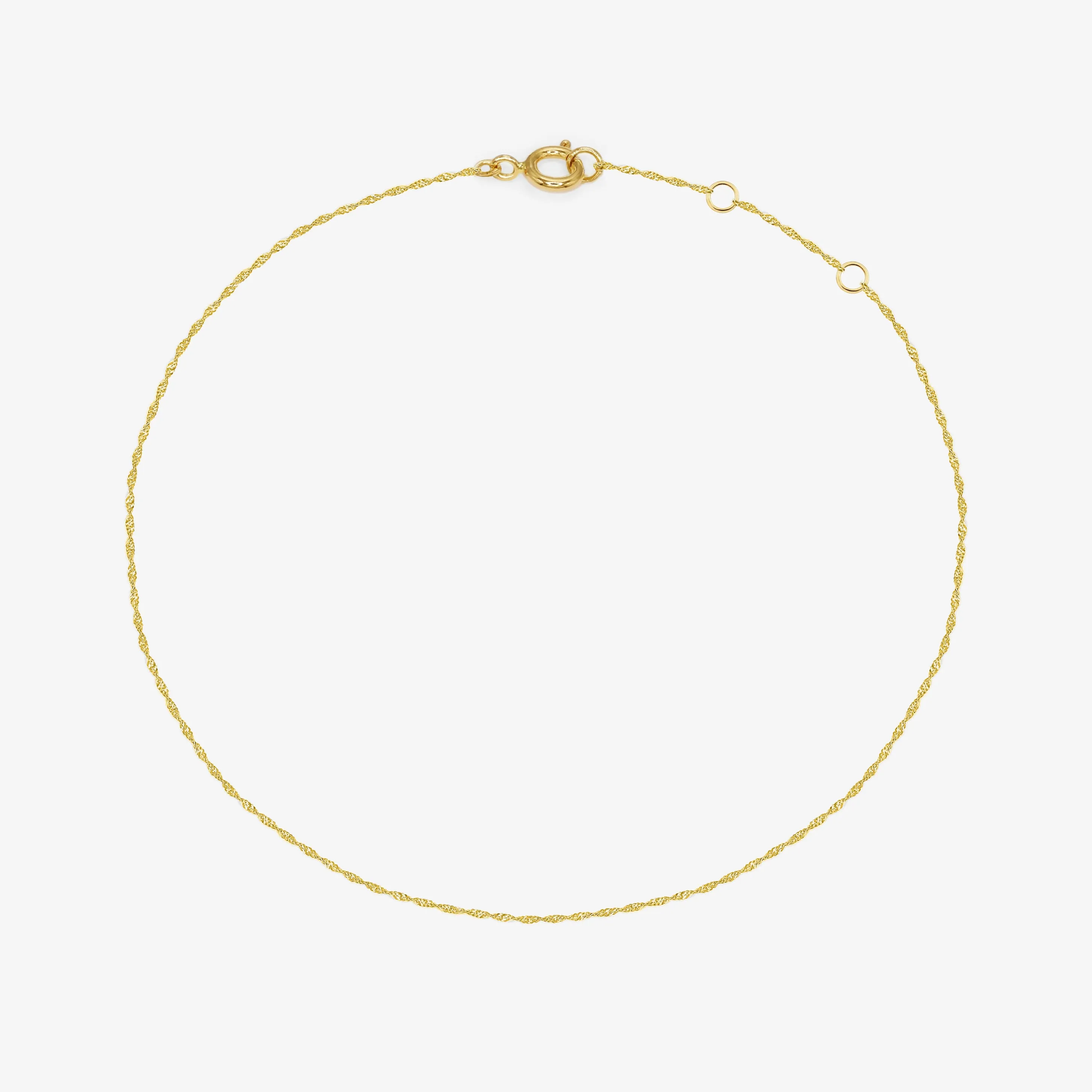 14k Solid Gold Thin Twist Chain Bracelet