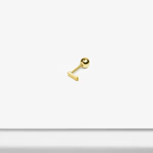 14k Solid Gold Tiny Rectangle Bar Stud Earring