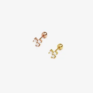 14k Solid Gold Trinity CZ Stud Earring