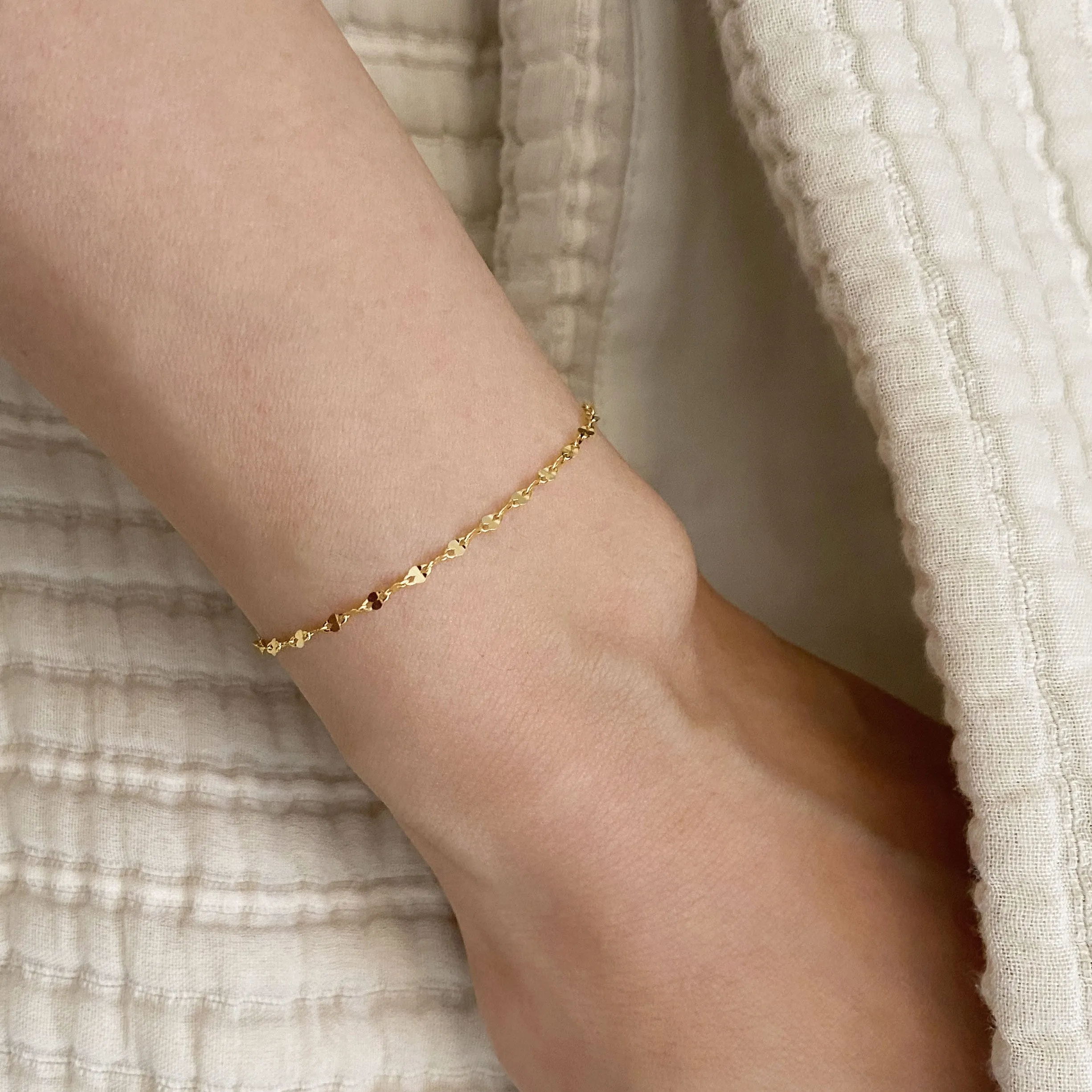 14k Solid Gold Twinkle Chain Bracelet