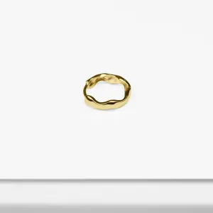 14k Solid Gold Wavy Hoop Earring
