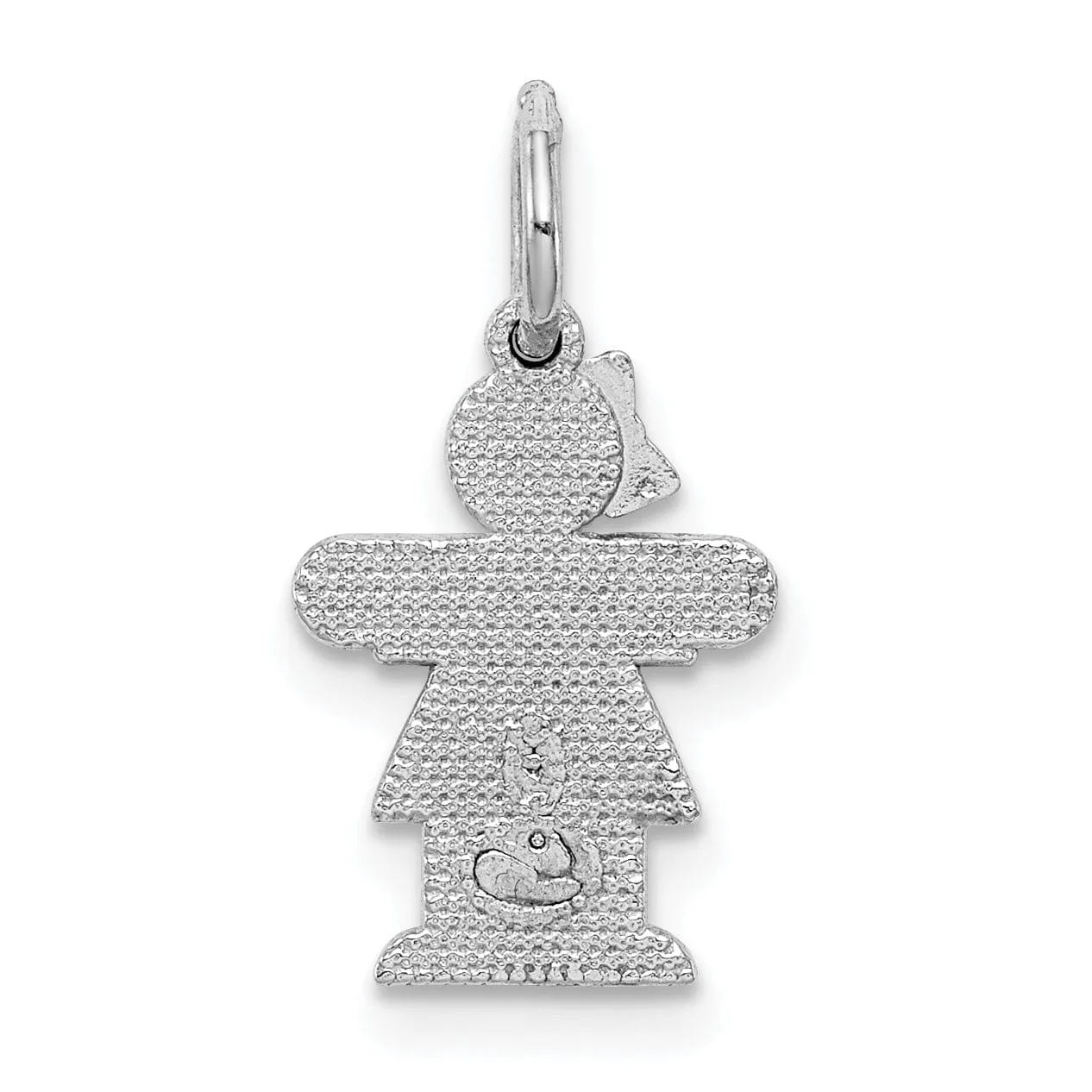 14k White Gold Mini Girl With Bow Hugs Charm