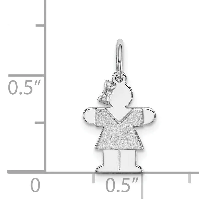 14k White Gold Mini Girl With Bow Hugs Charm