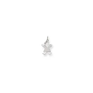 14k White Gold Mini Girl With Bow Joy Charm