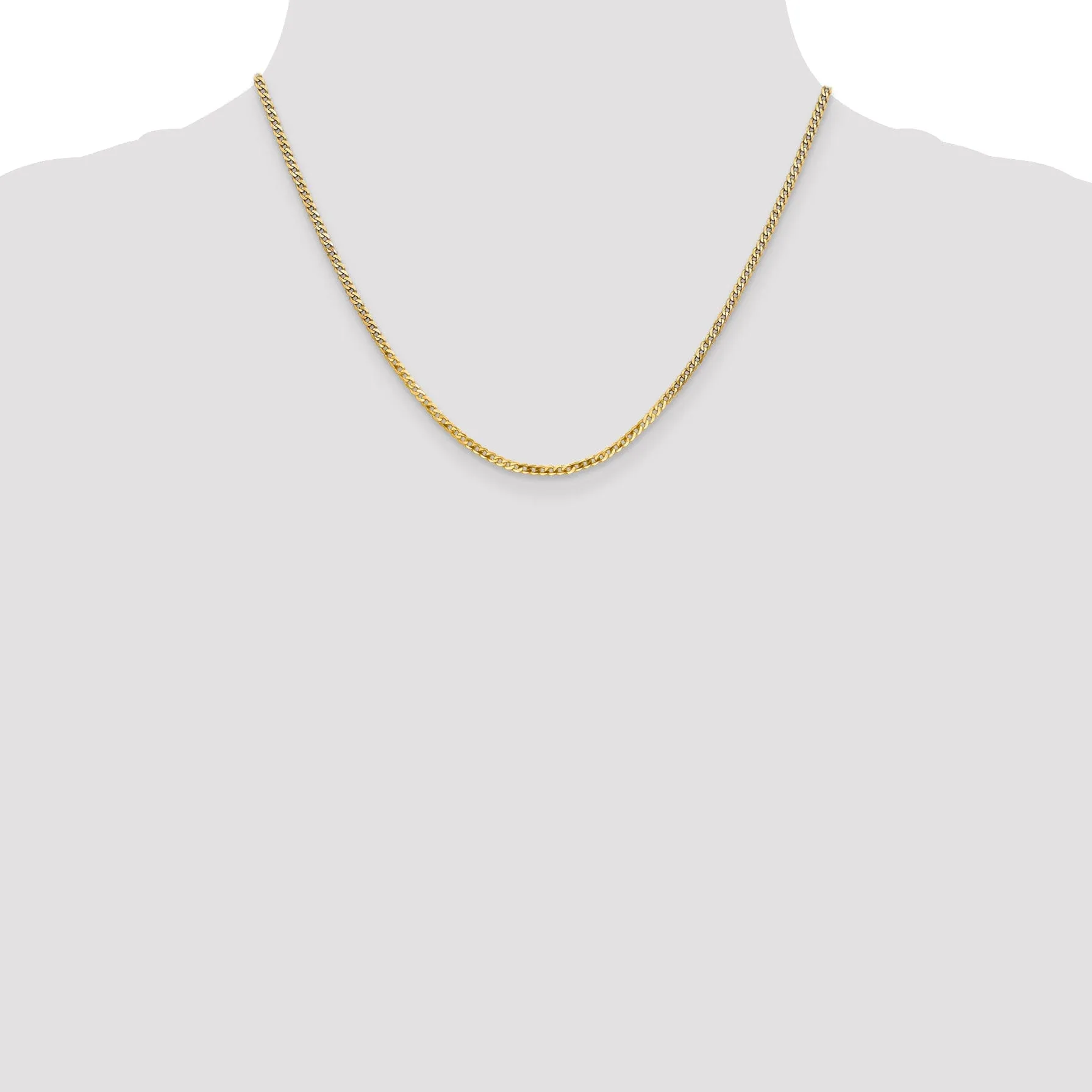 14k Yellow Gold 2.2mm Flat Beveled Curb Chain