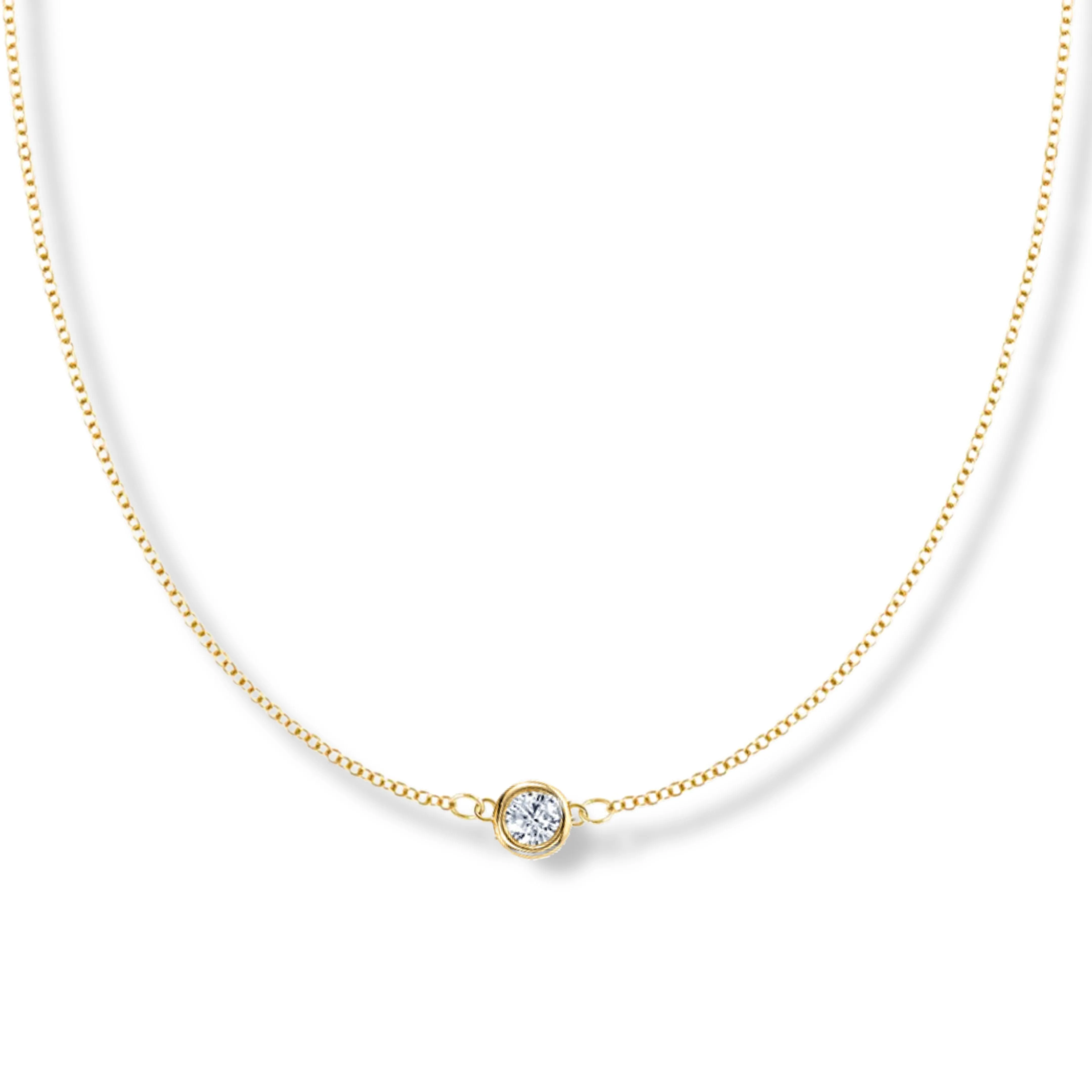 14K Yellow Gold Diamond 2.00 CTW Solitaire Necklace