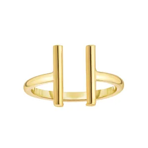 14K Yellow Gold High Polish Minimalist Bar End Ring