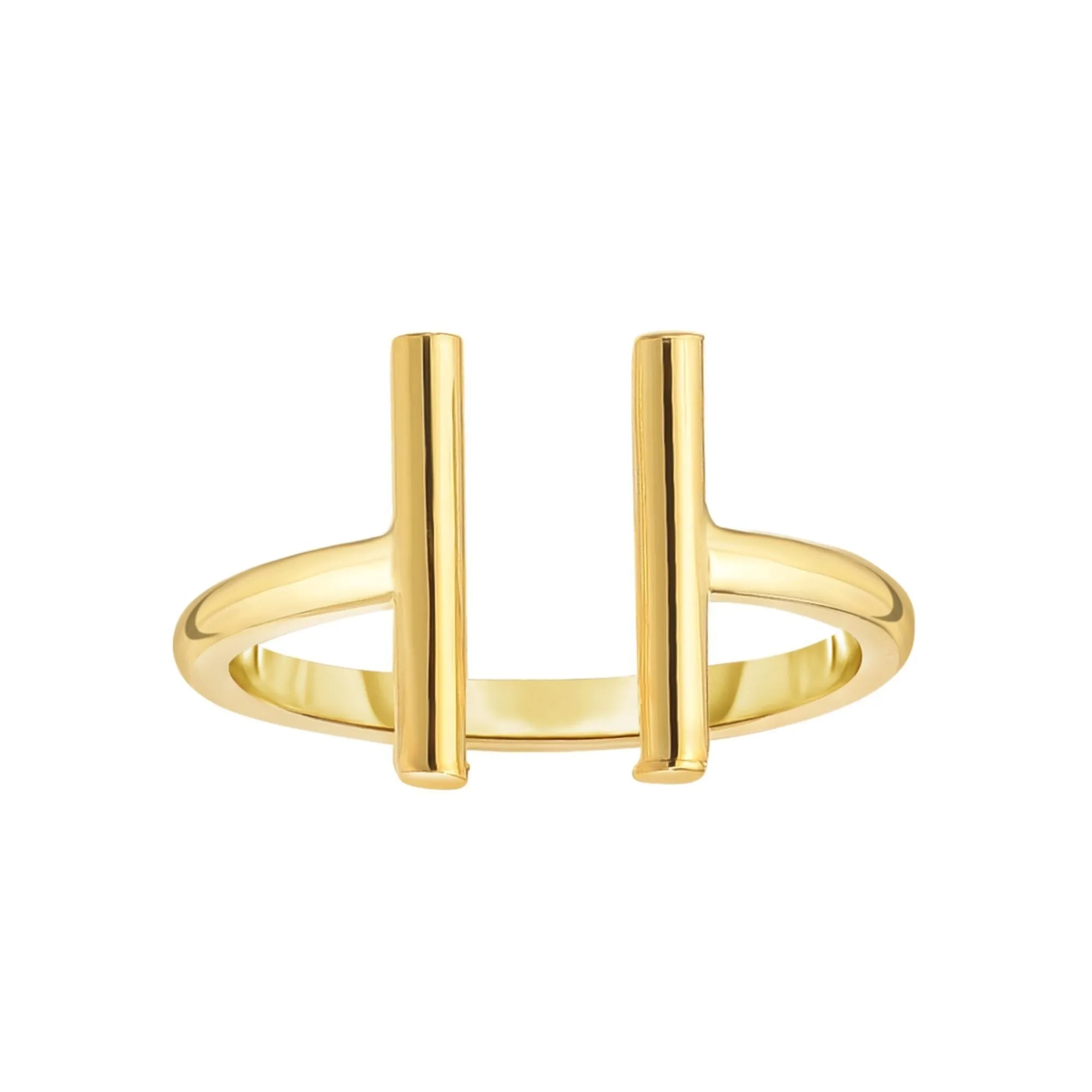 14K Yellow Gold High Polish Minimalist Bar End Ring