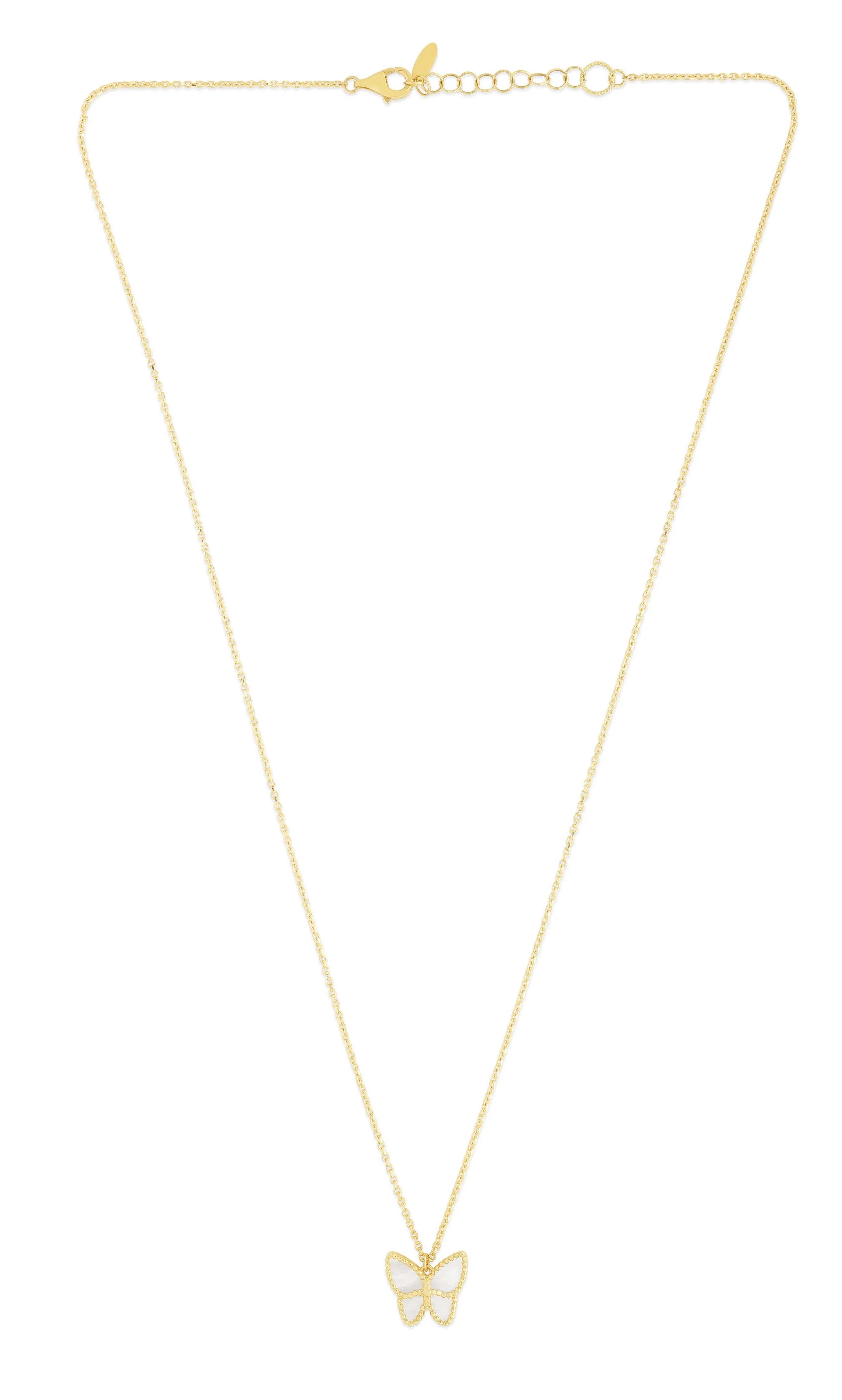 14K Yellow Gold Minimalist Gemstone Butterfly Pendant Necklace