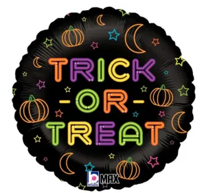 18" Neon Trick or Treat Foil Helium Balloon