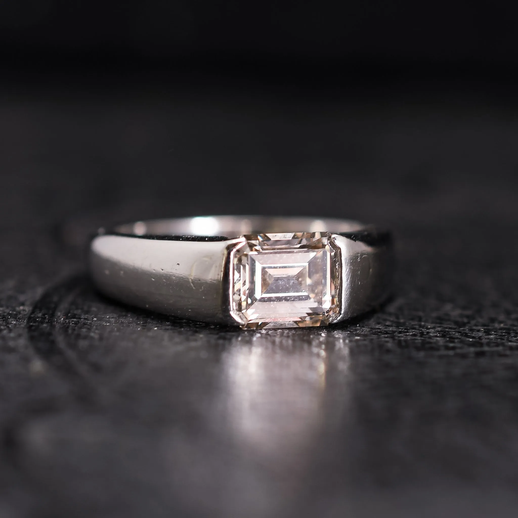1920's 'A Touch of Pink' Carré Cut Diamond Platinum Ring