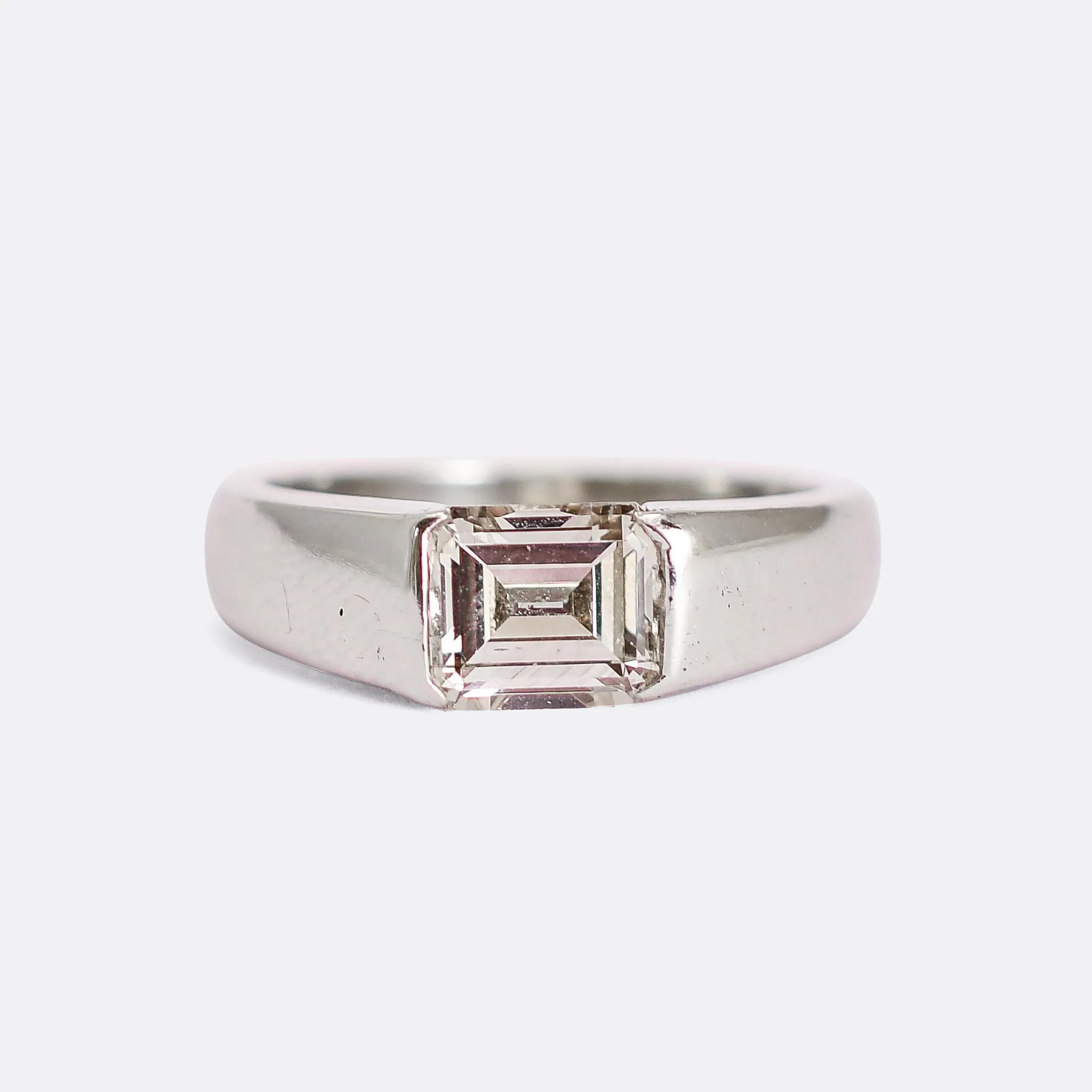 1920's 'A Touch of Pink' Carré Cut Diamond Platinum Ring
