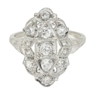 1920's Art Deco 0.80 CTW Diamond Platinum Dinner Ring