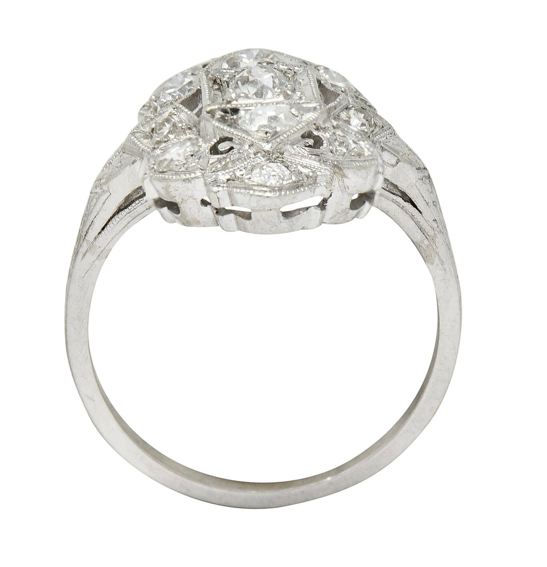 1920's Art Deco 0.80 CTW Diamond Platinum Dinner Ring