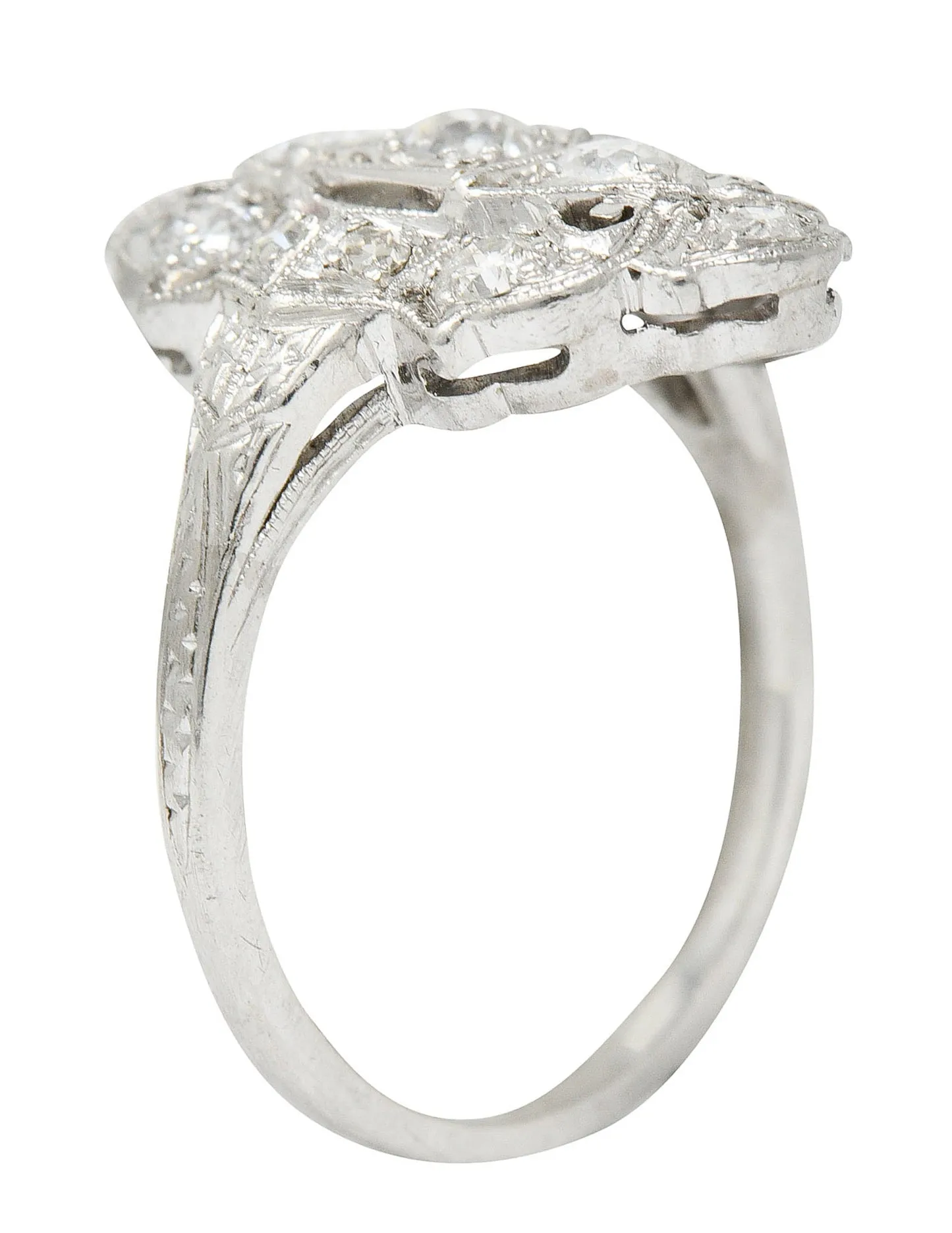 1920's Art Deco 0.80 CTW Diamond Platinum Dinner Ring