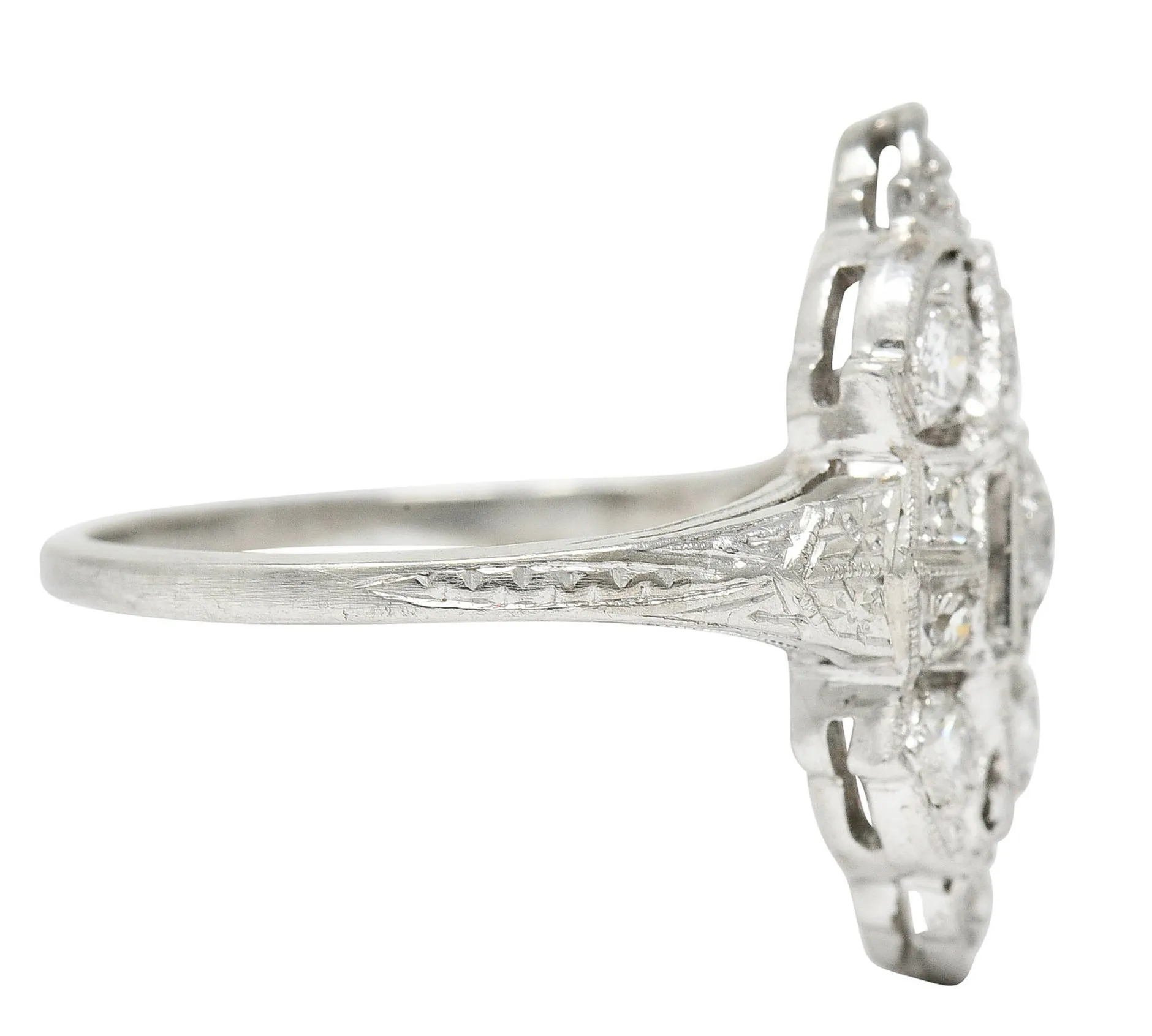 1920's Art Deco 0.80 CTW Diamond Platinum Dinner Ring