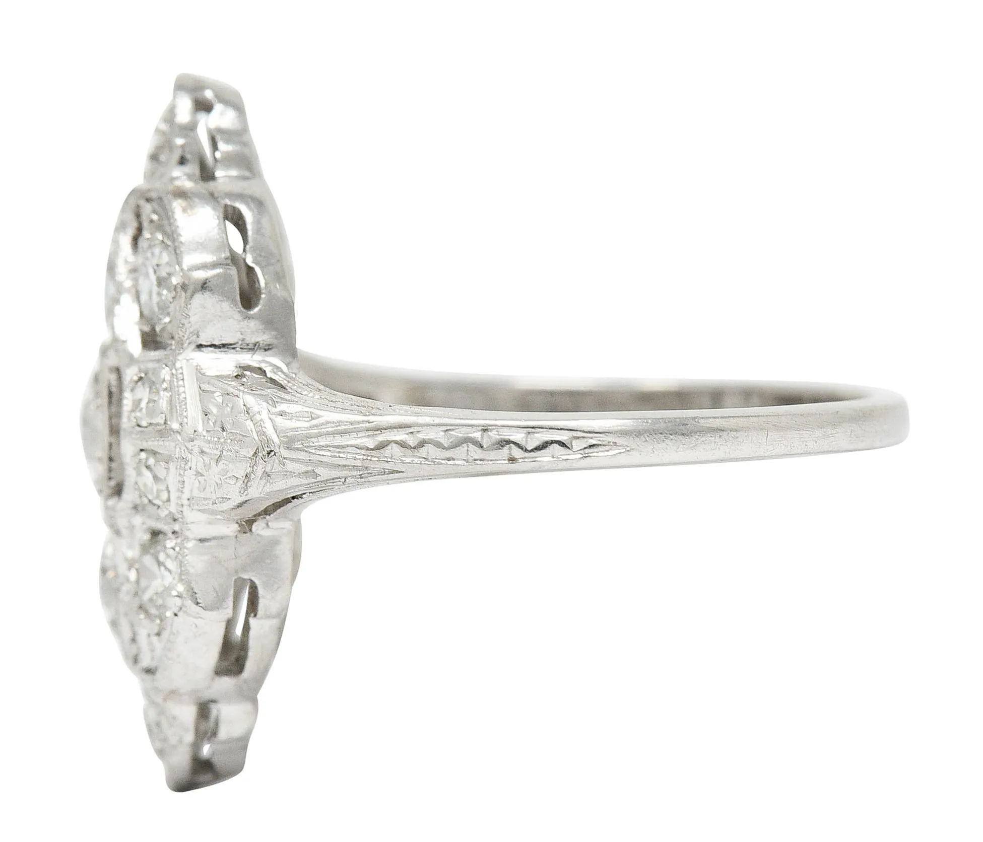 1920's Art Deco 0.80 CTW Diamond Platinum Dinner Ring