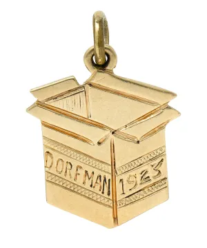 1923 Early Art Deco 14 Karat Gold Dorfman Box Charm
