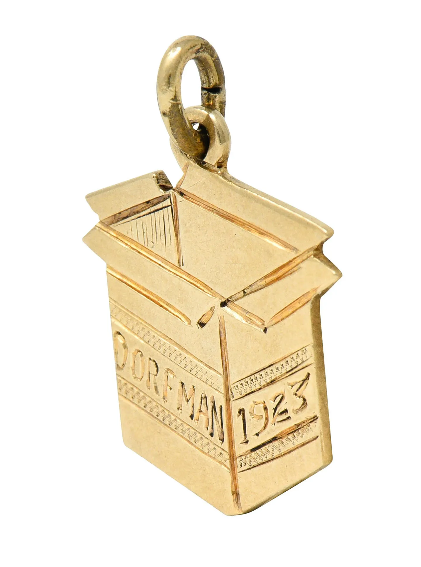 1923 Early Art Deco 14 Karat Gold Dorfman Box Charm