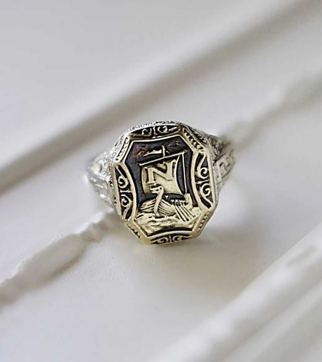 1929 Art Deco Nautical Themed Class Ring