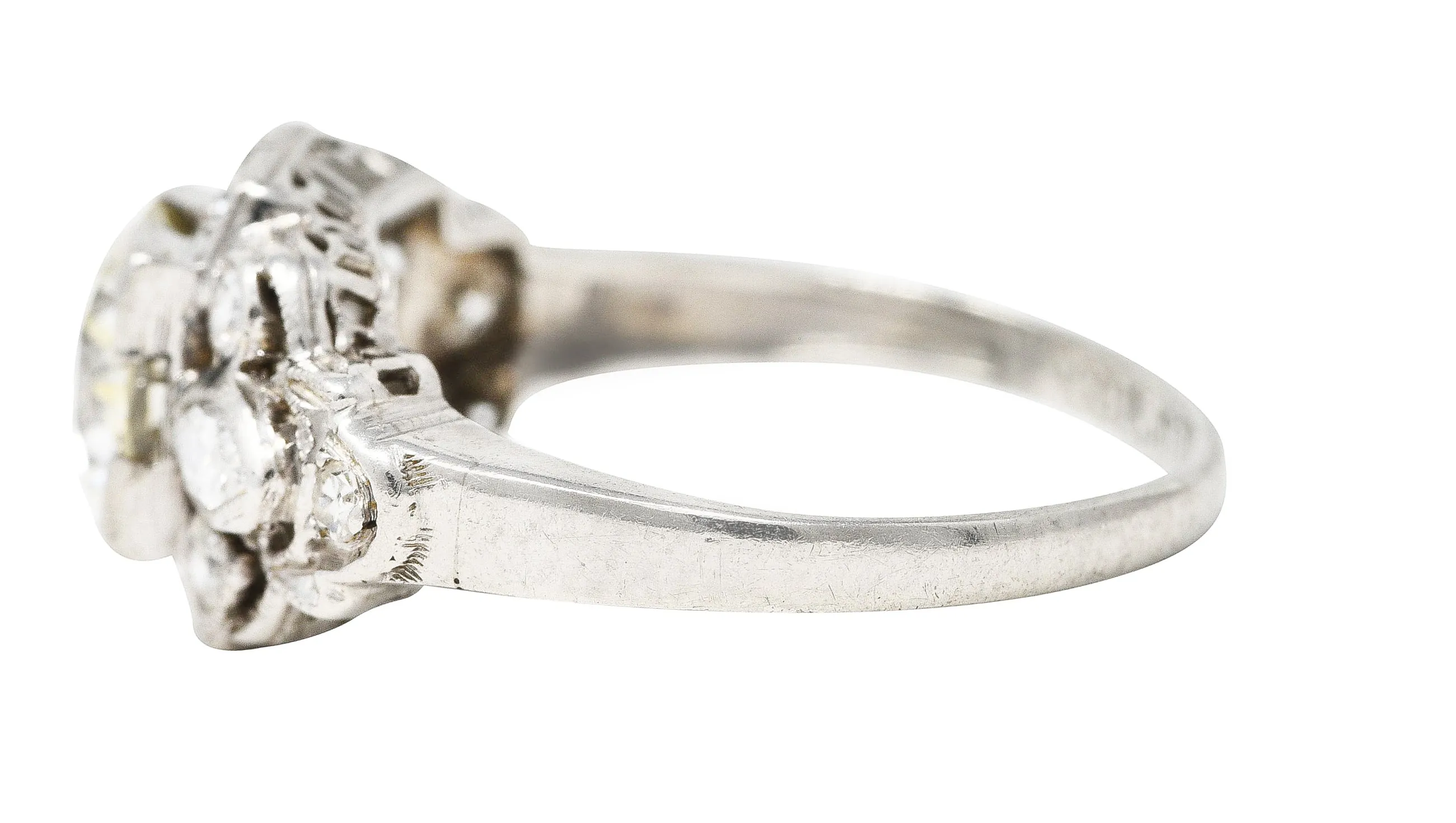 1930's Art Deco 1.30 CTW Diamond Platinum Geometric Engagement Ring