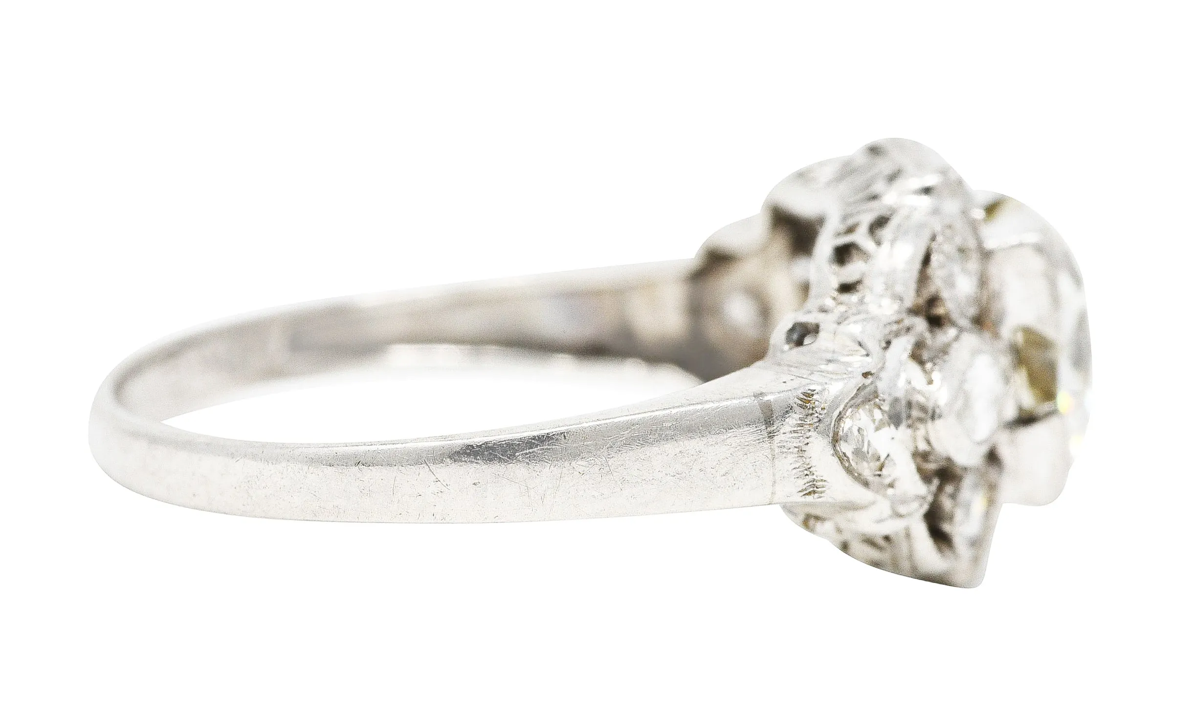 1930's Art Deco 1.30 CTW Diamond Platinum Geometric Engagement Ring