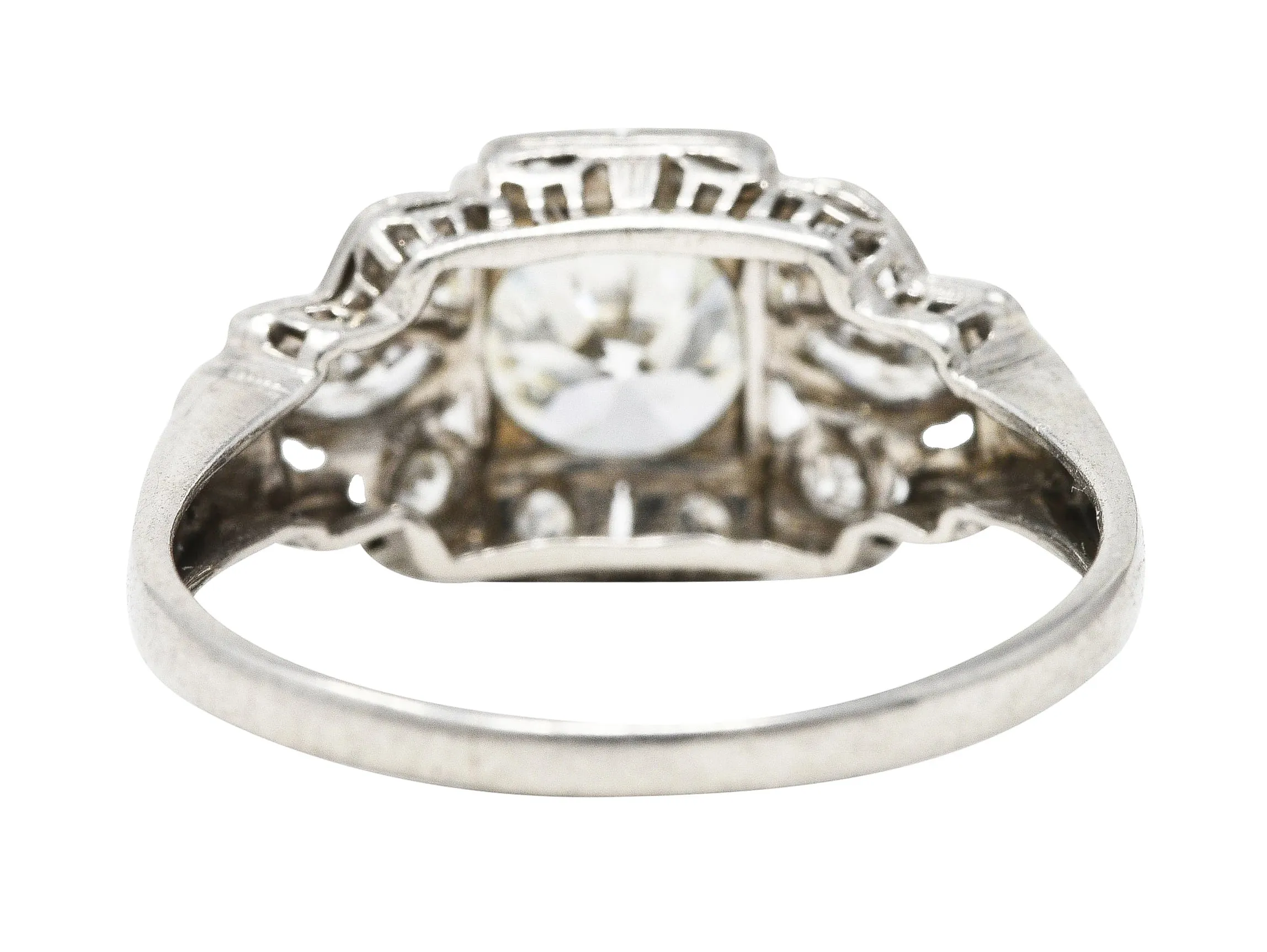 1930's Art Deco 1.30 CTW Diamond Platinum Geometric Engagement Ring