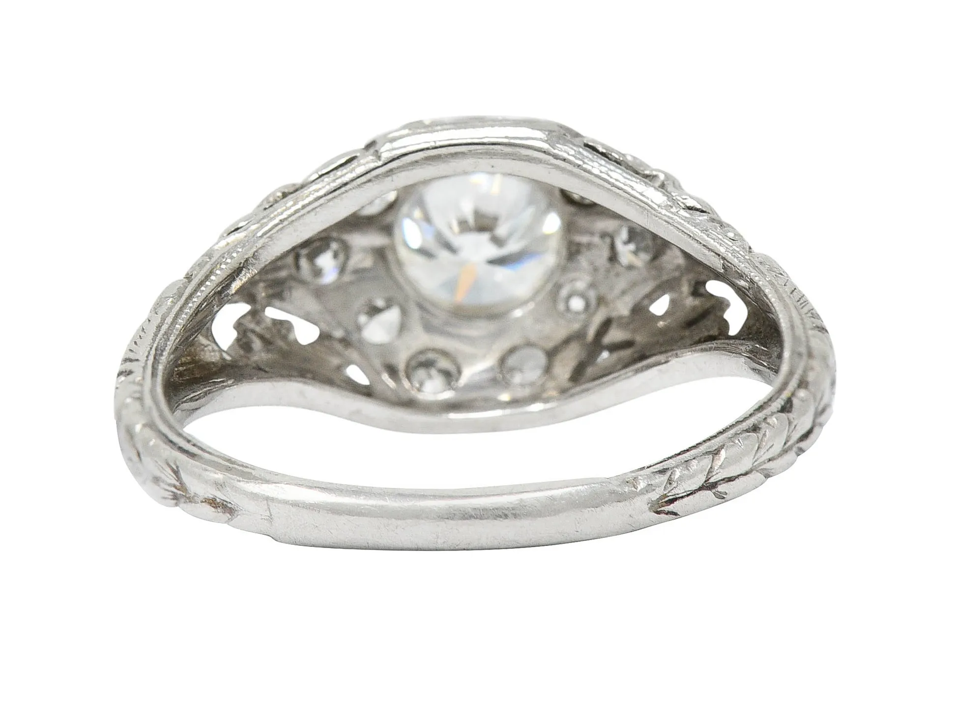 1930's William Kinscherf Co. 0.85 CTW Diamond Platinum Floral Engagement Ring