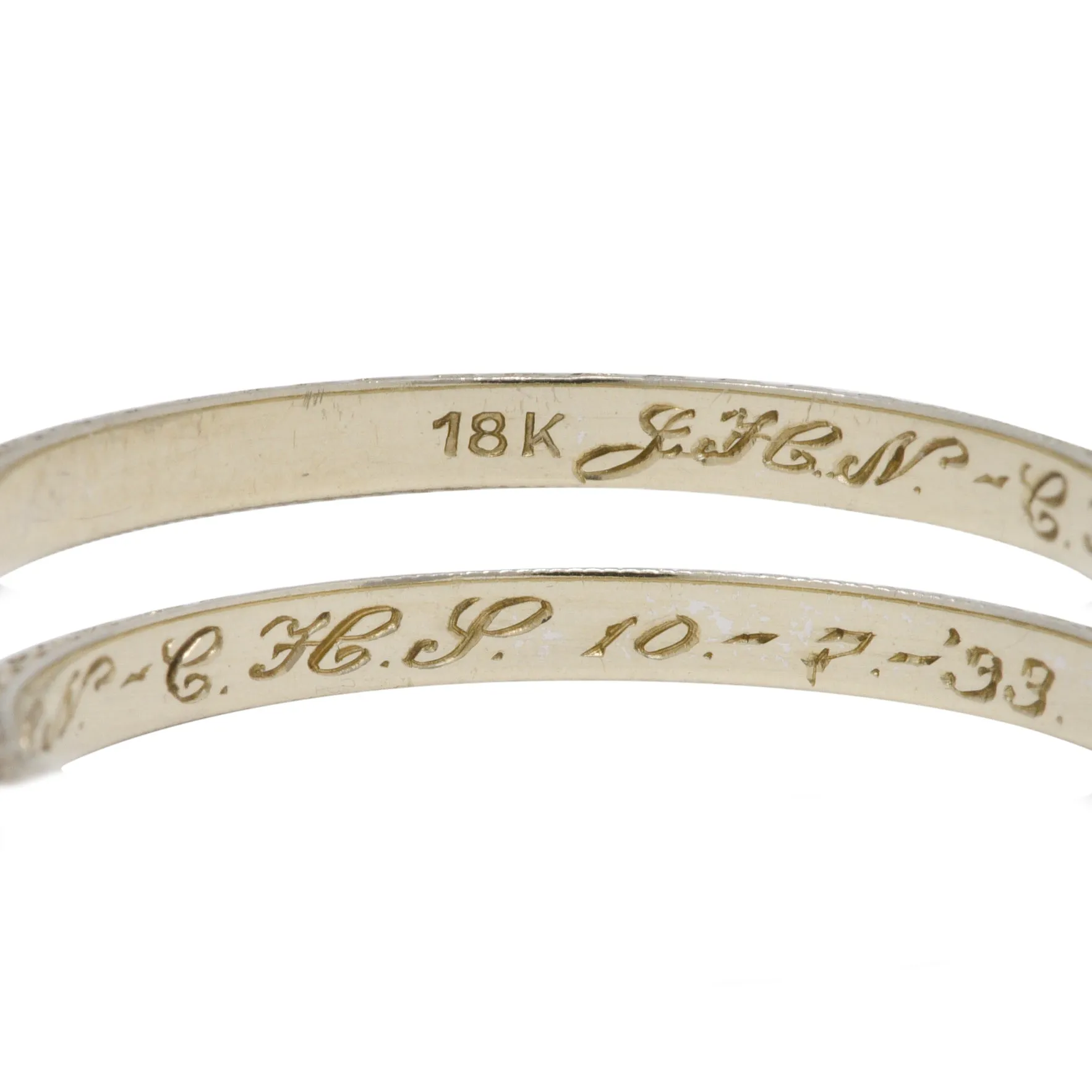 1933 Art Deco 18 Karat White Gold Vintage Wheat Band Wedding Ring