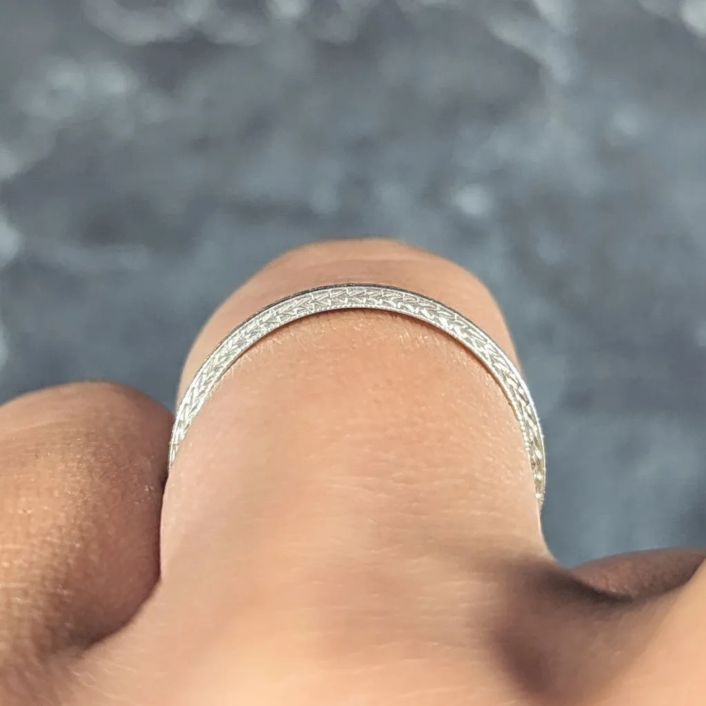 1933 Art Deco 18 Karat White Gold Vintage Wheat Band Wedding Ring
