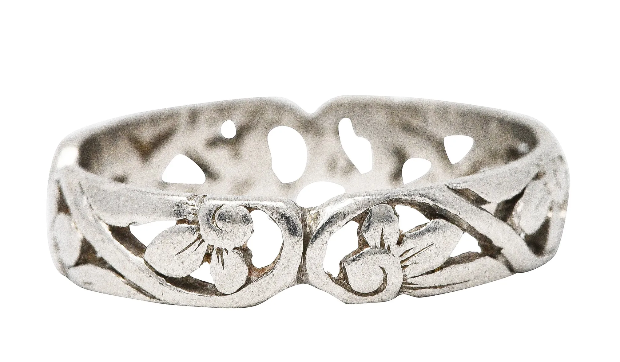 1934 Art Deco Platinum Floral Eternity Band Ring