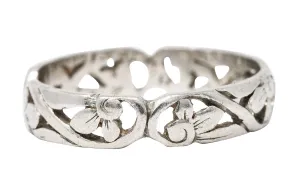 1934 Art Deco Platinum Floral Eternity Band Ring