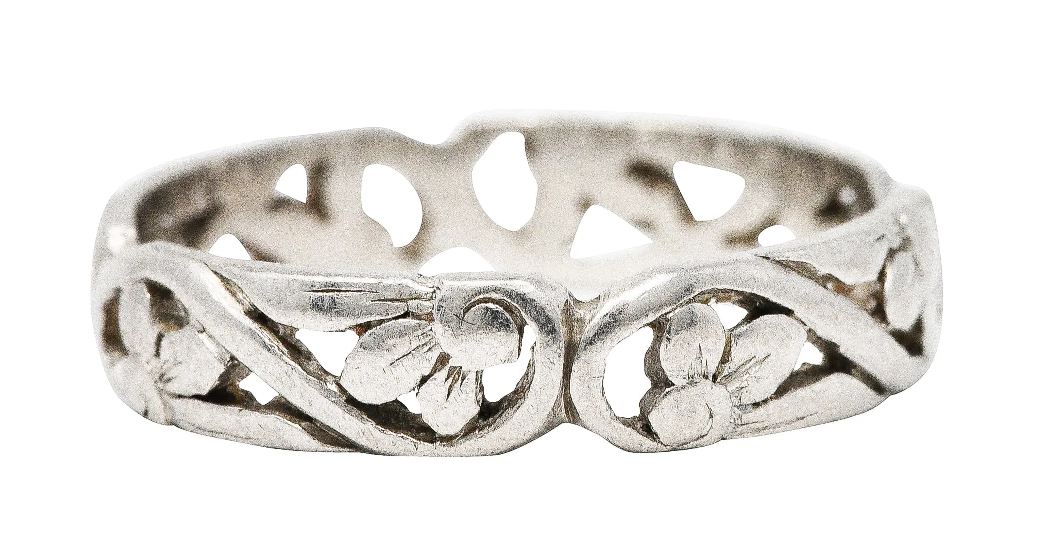 1934 Art Deco Platinum Floral Eternity Band Ring