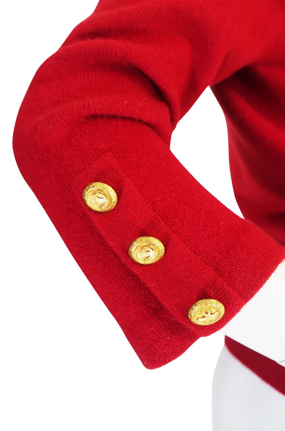 1990s Red Cashmere Chanel Cardigan Sweater