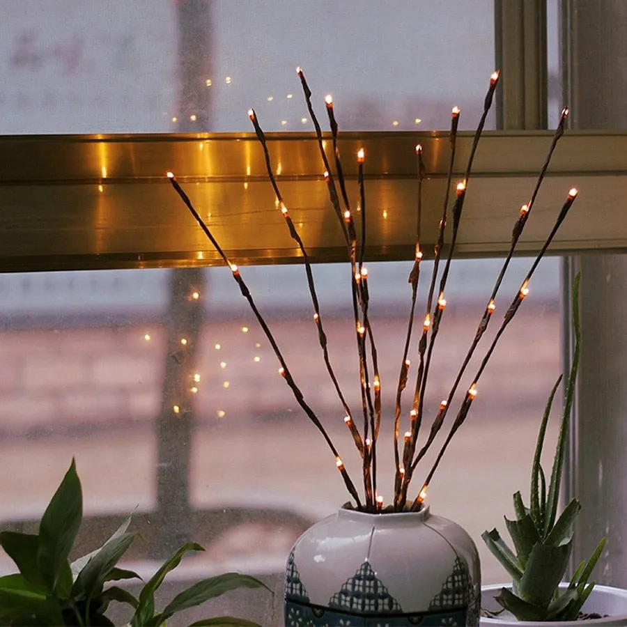 20 Bulbs LED Willow Branch Lamp Battery Powered Decorative Light