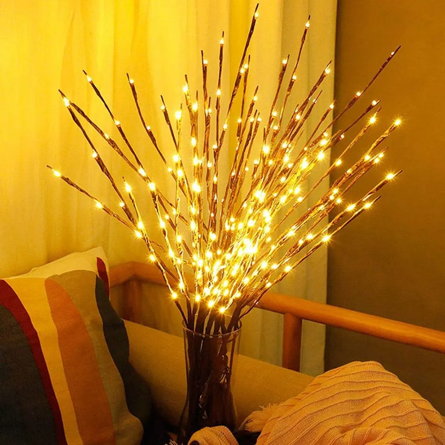 20 Bulbs LED Willow Branch Lamp Battery Powered Decorative Light