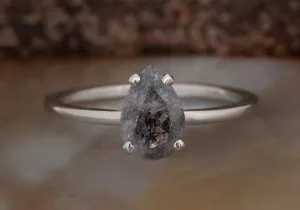 2.12 ct Salt and Pepper diamond engagement ring-Grey diamond ring
