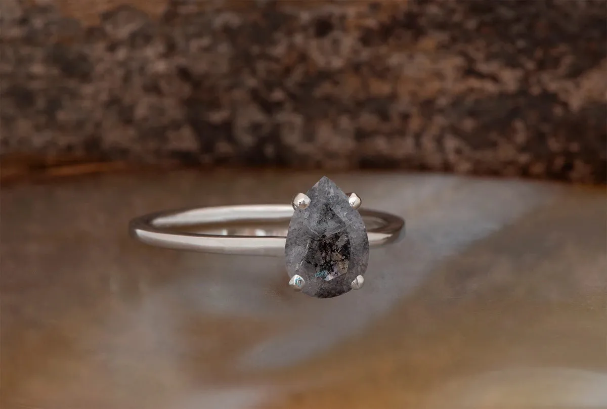 2.12 ct Salt and Pepper diamond engagement ring-Grey diamond ring