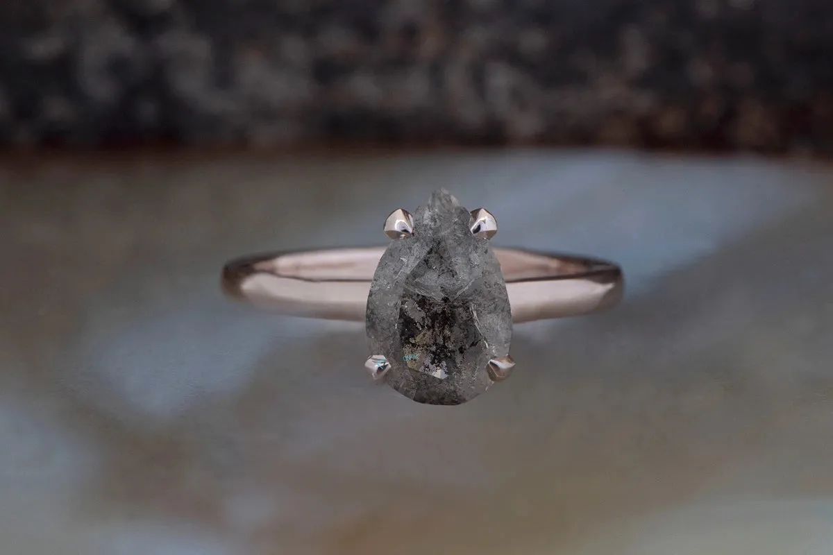 2.12 ct Salt and Pepper diamond engagement ring-Grey diamond ring