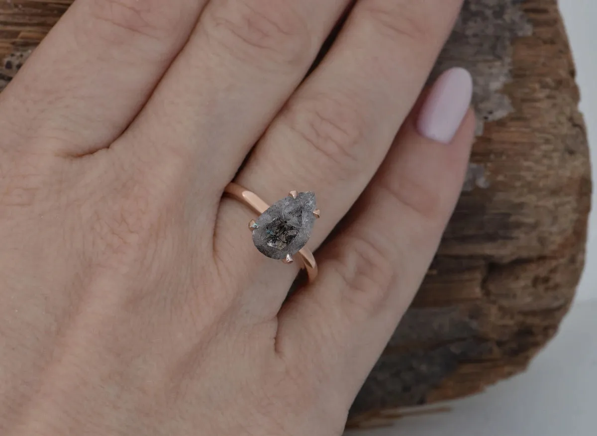 2.12 ct Salt and Pepper diamond engagement ring-Grey diamond ring