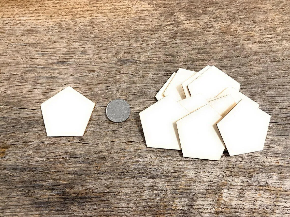 25 SMALL WOOD PENTAGON - 2 INCH