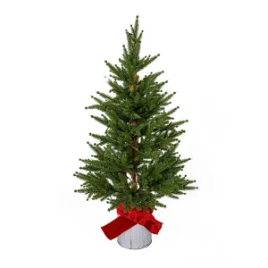 3' Lighted Tree in Galvanized Bucket and Bow,phl445