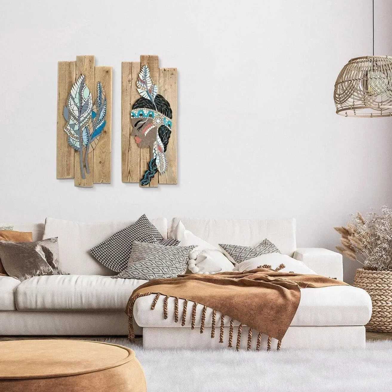 3 pcs Native American Mosaic Wall Art