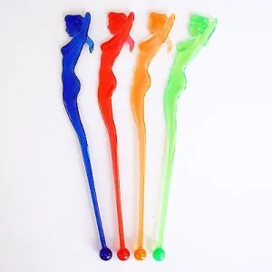 8 Ms Nude Cocktail Drink Stir Swizzle Stick Stirrers Bachelor Party Sexy Rainbow