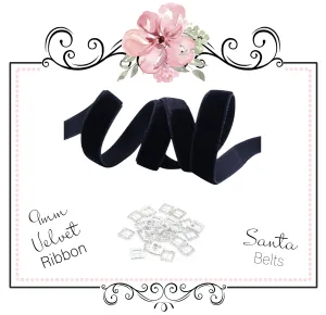 9mm Black Velvet Ribbon ~ With Santa Belt Buckle Option