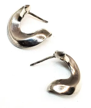 Abstract minimalist sterling silver twist vintage earrings 925