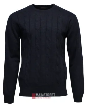 Ansett Gold Luxury Wool Cashmere Cable Crew Neck