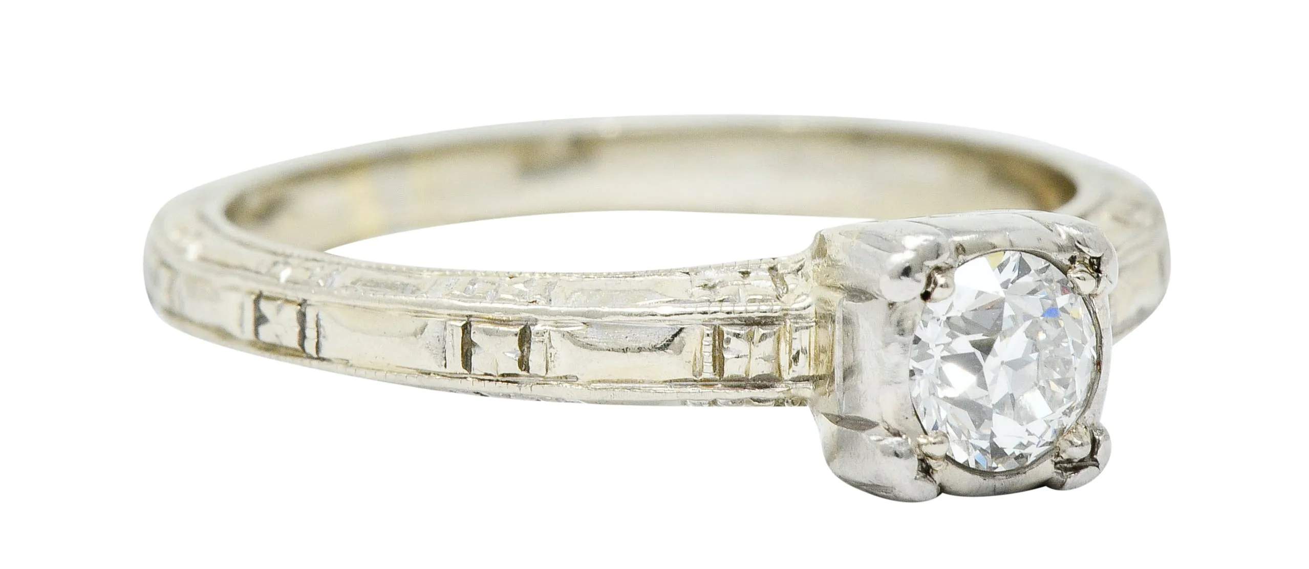 Art Deco 0.35 CTW Diamond 14 Karat White Gold Engagement Ring
