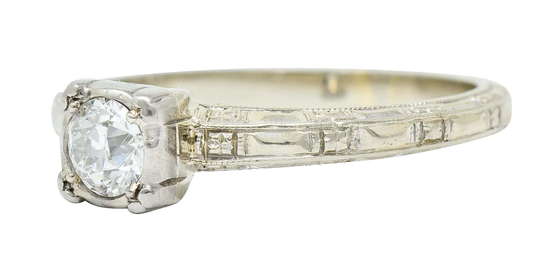 Art Deco 0.35 CTW Diamond 14 Karat White Gold Engagement Ring